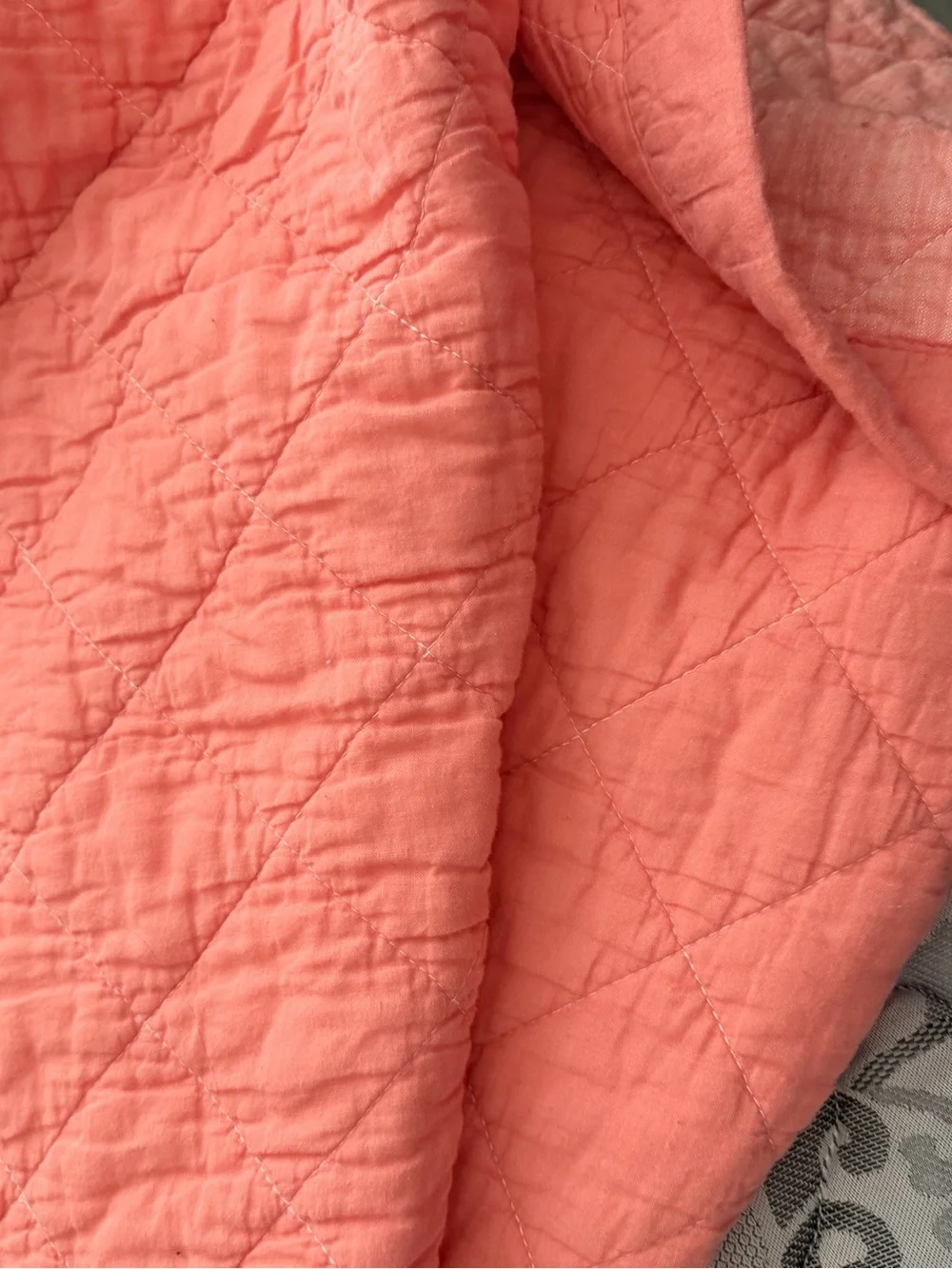 Quilted Coral Pink Bedspread Set - 2 Pillow Shams
